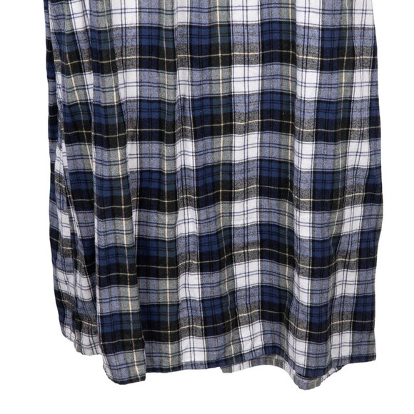 L.L.Bean Flannel Nightgown S Womens Plaid Long Buttons Blue White Green Cotton - Picture 4 of 6